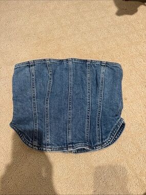 Denim Strapless Corset-Style Women Jeans Top - Blue